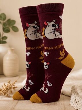 NWT Sock Harbor Chinchillin’ Chinchilla Crew Socks | Cozy Fall Novelty Gift